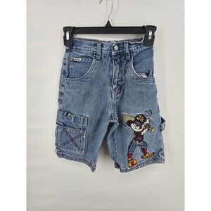 Joe Boxer Boys Denim Carpenter Shorts Medium Wash Baseball Graphic Size 7